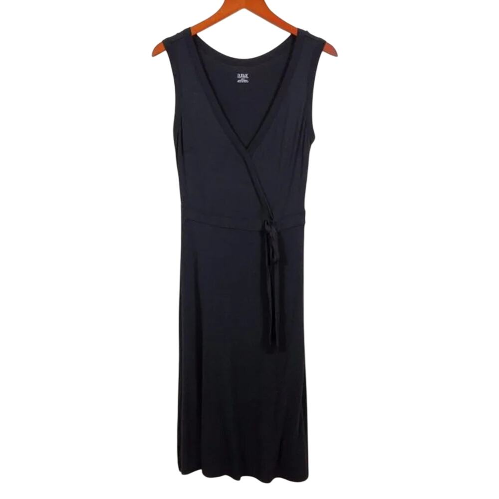 ANA A New Approach Midi Dress Black Women Size S Sleeveless Knit V Neck